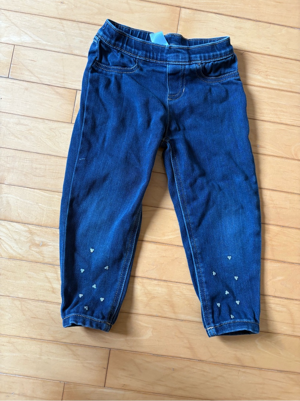 Carter's Dark Blue Knit Denim Leggings with Tiny Heart Accents